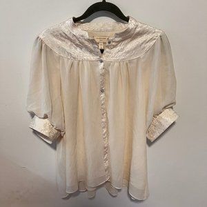 Anthropologie Moulinette Soeurs Victorian Vintage Style White Blouse